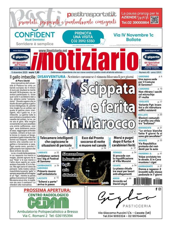 Caronno, ferita dopo lo scippo e bloccata in Marocco; Garbagnate, esce dal pronto soccorso e muore- ANTEPRIMA prima pagina notiziario anteprima